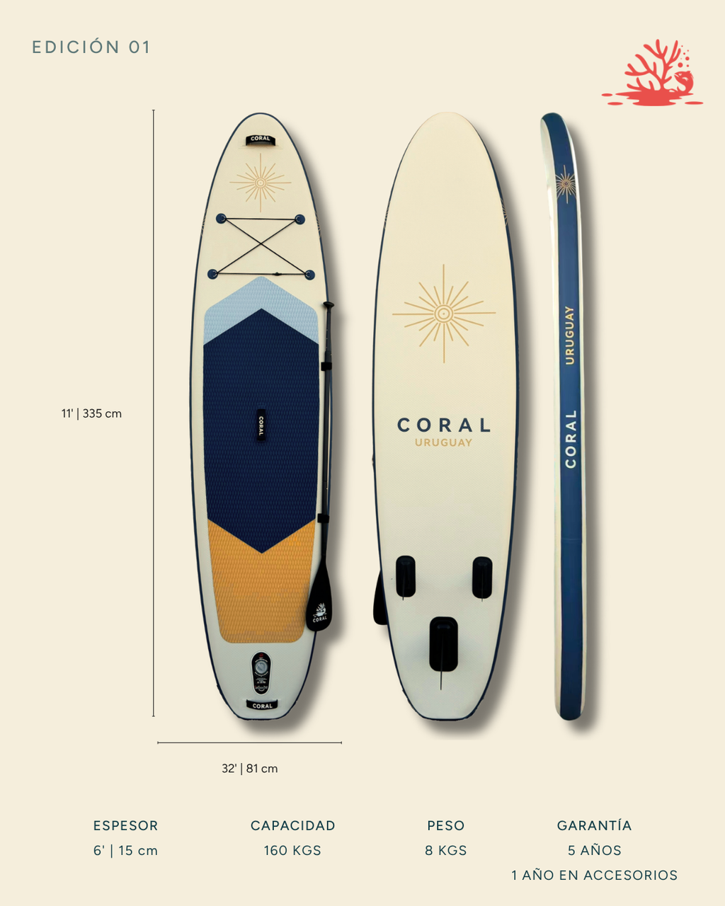 Preventa Coral DUNA · Seña de reserva · SUP inflable 11’ · All-Round versátil