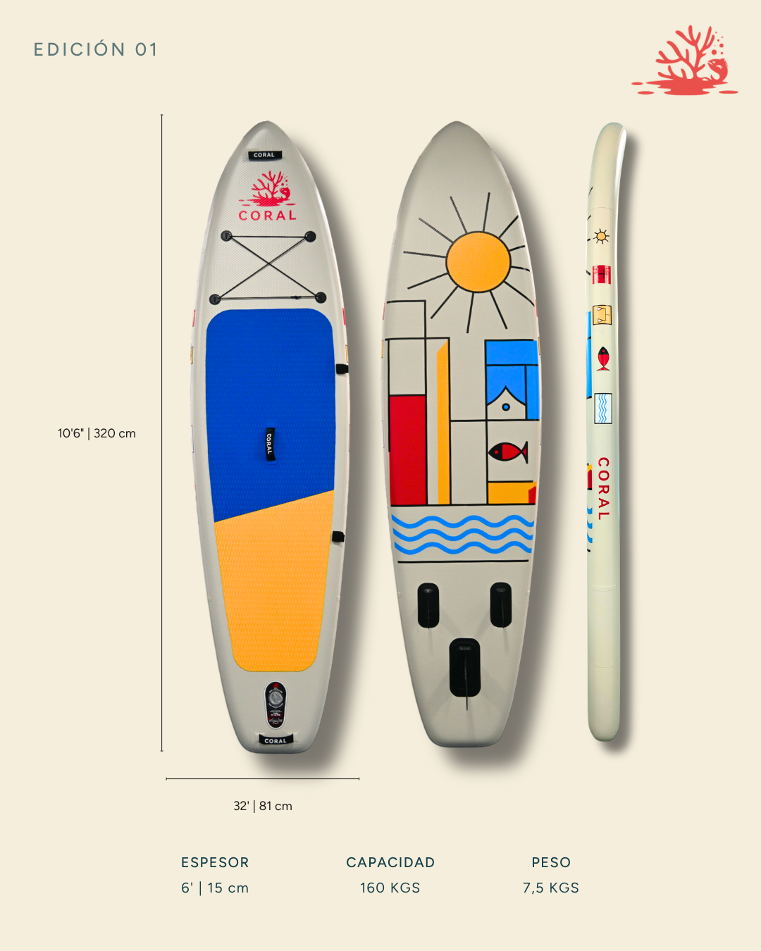 Preventa Coral SUR · Seña de reserva · SUP inflable 10’6" · All-Round compacta